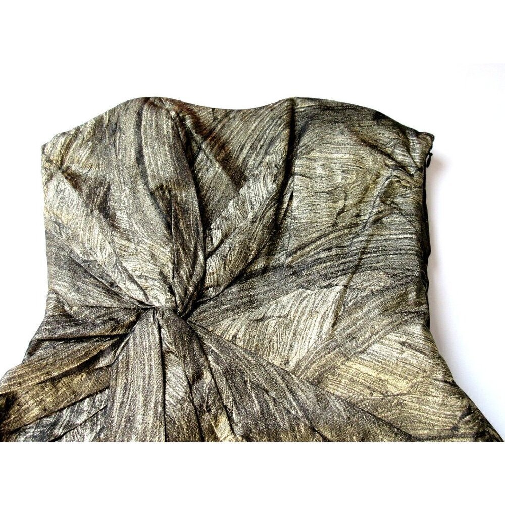 NWT Haute Hippie Metallic Gold & Black Twist Front Strapless Mini Dress M $495 - Picture 7 of 9